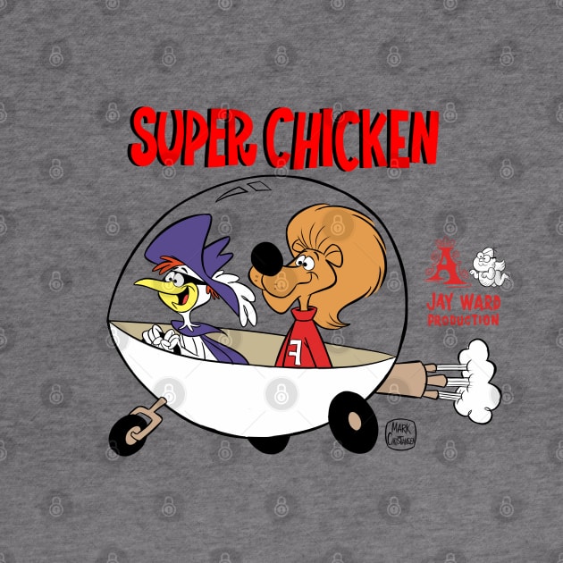 SUPER CHICKEN AND FRED IN FLYING CAR by markscartoonart62